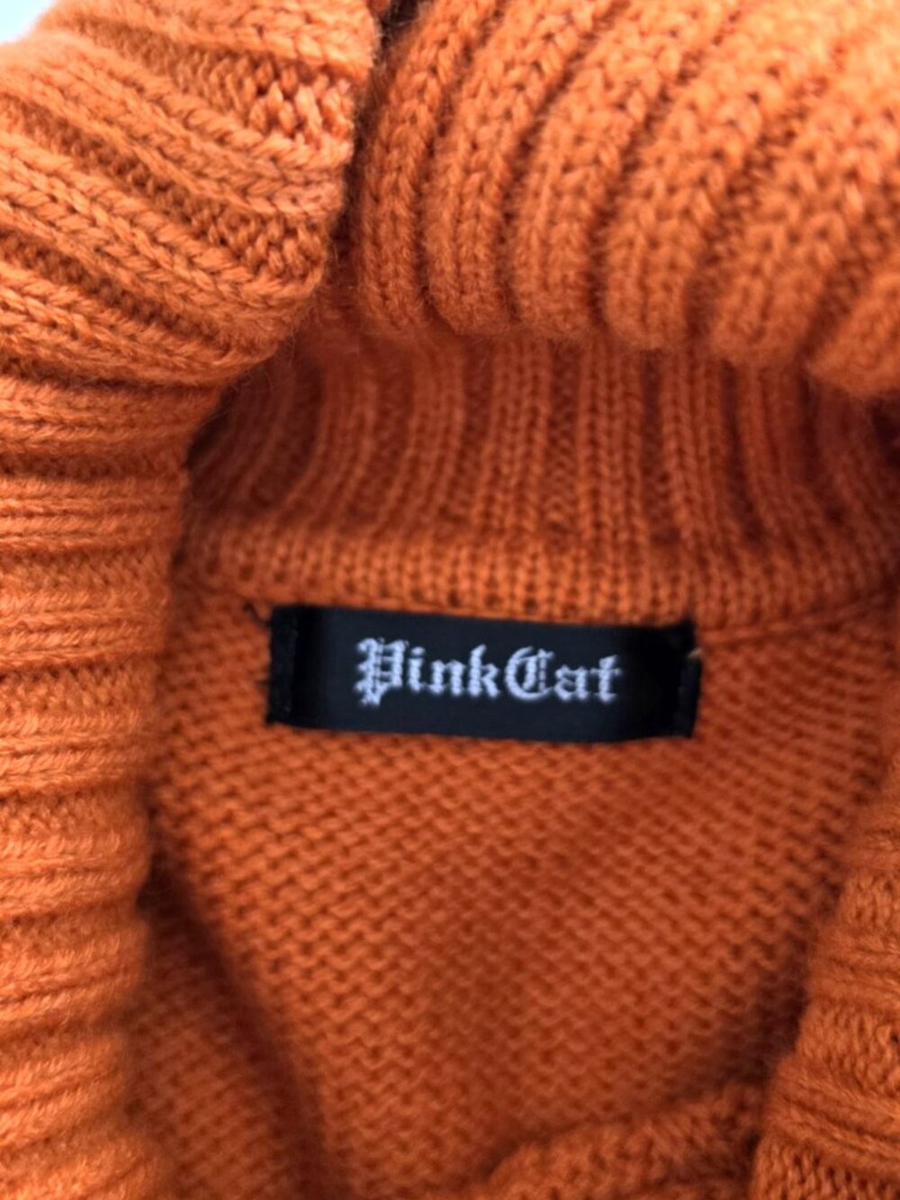 PINK CAT Orange Cable Knit Turtleneck Sweater Mini Dress (USA S) (CHINA L) - Picture 2 of 8